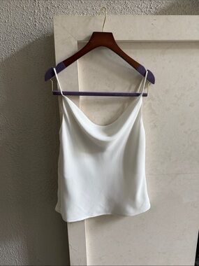 Babaton / Aritzia White Draped Cowl Neck Top - Classic Minimalist